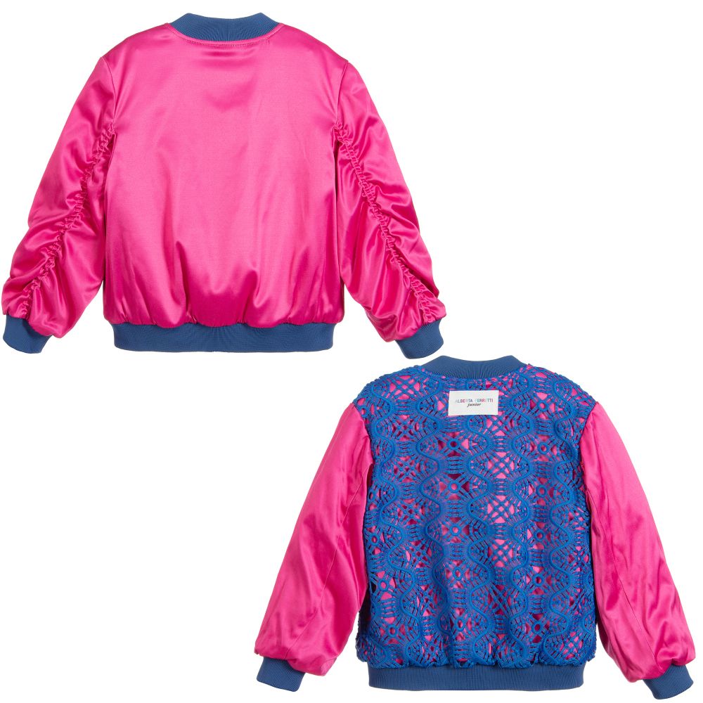 Pink and blue bomber jacket hot sale
