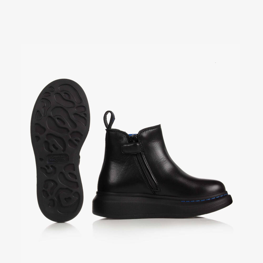 Alexander McQueen-Черно-синие кожаные ботинки | Childrensalon Outlet