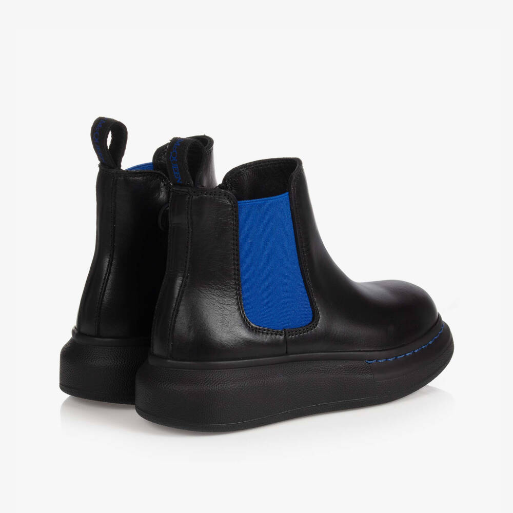 Alexander McQueen-Черно-синие кожаные ботинки | Childrensalon Outlet