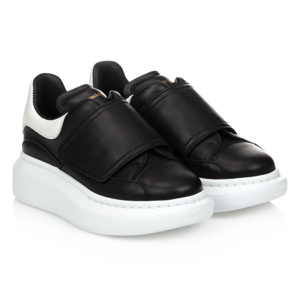Alexander mcqueen black leather trainers clearance