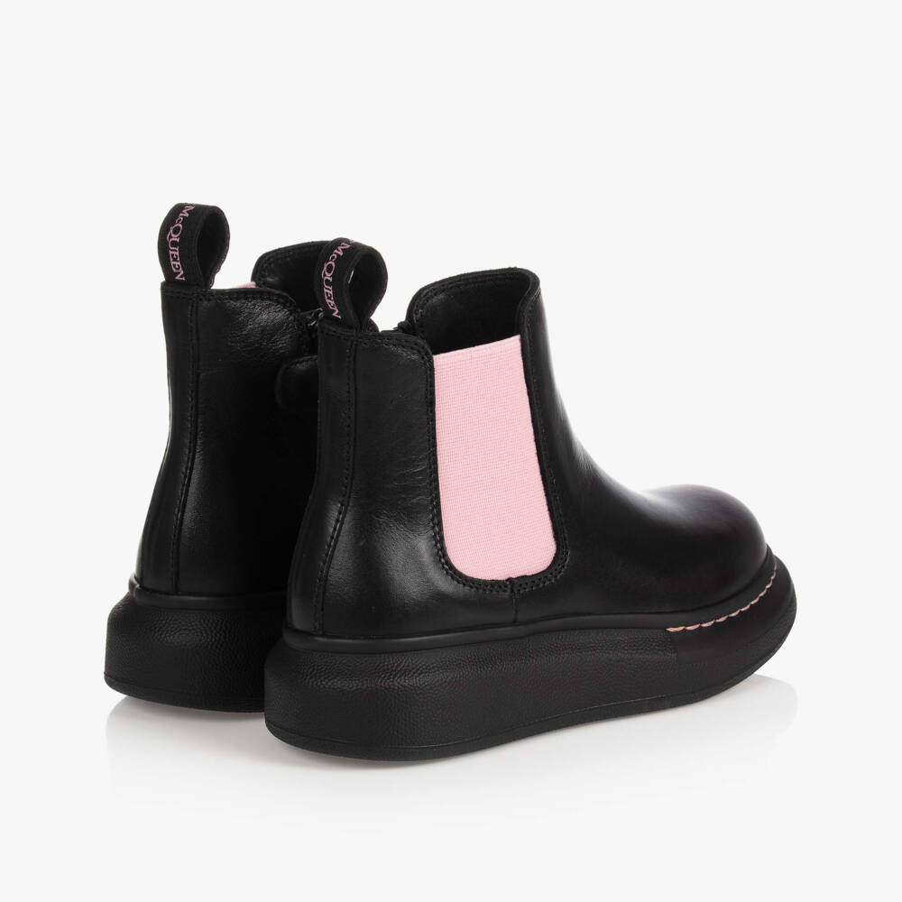 Alexander McQueen-Black & Pink Leather Boots | Childrensalon Outlet