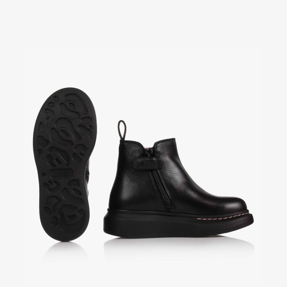 Alexander McQueen-Black & Pink Leather Boots | Childrensalon Outlet