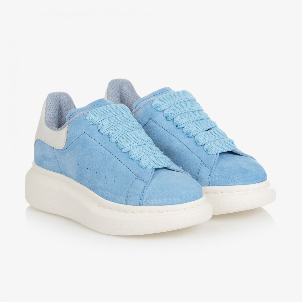 Alexander McQueen - Blue Suede Leather Trainers | Childrensalon