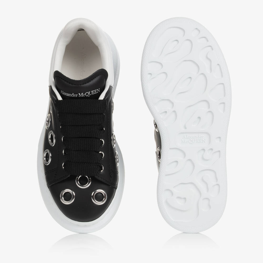 Alexander McQueen-Массивные черные кожаные кроссовки с перфорацией | Childrensalon Outlet