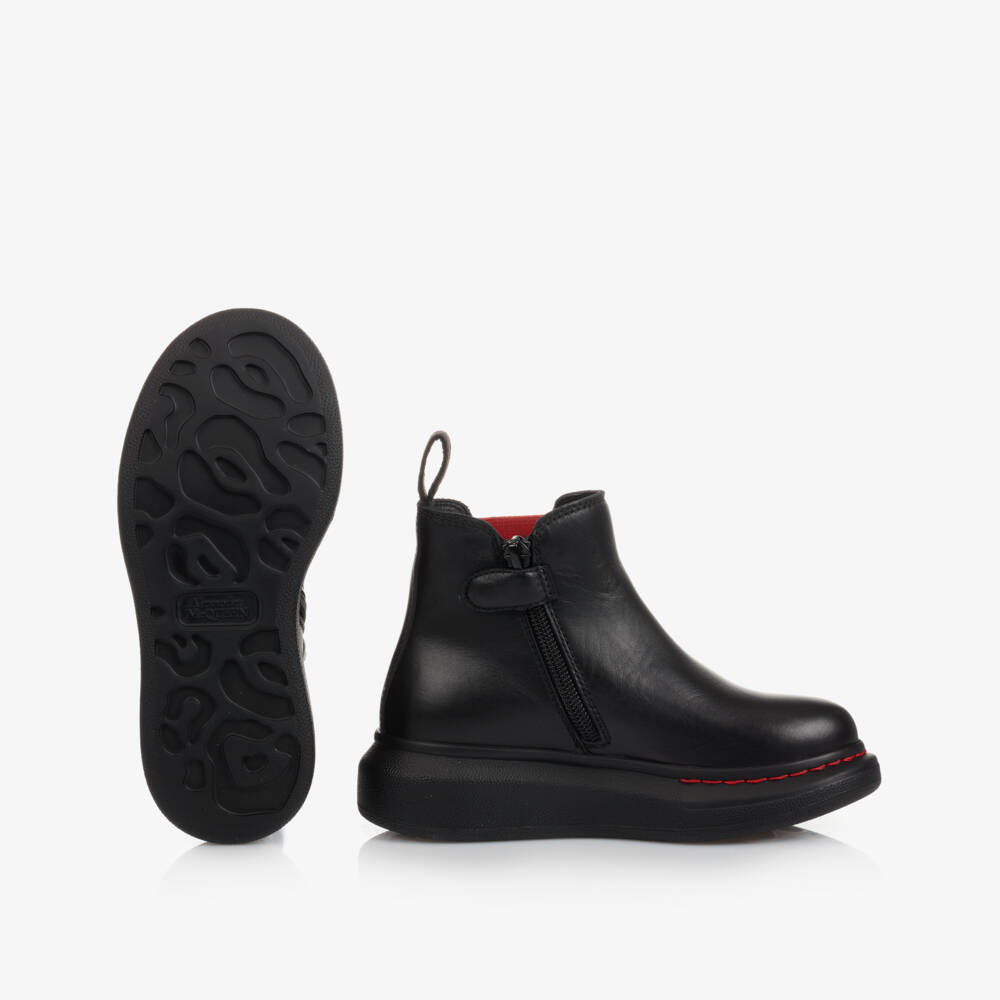 Alexander McQueen-Girls Black Leather Boots | Childrensalon Outlet