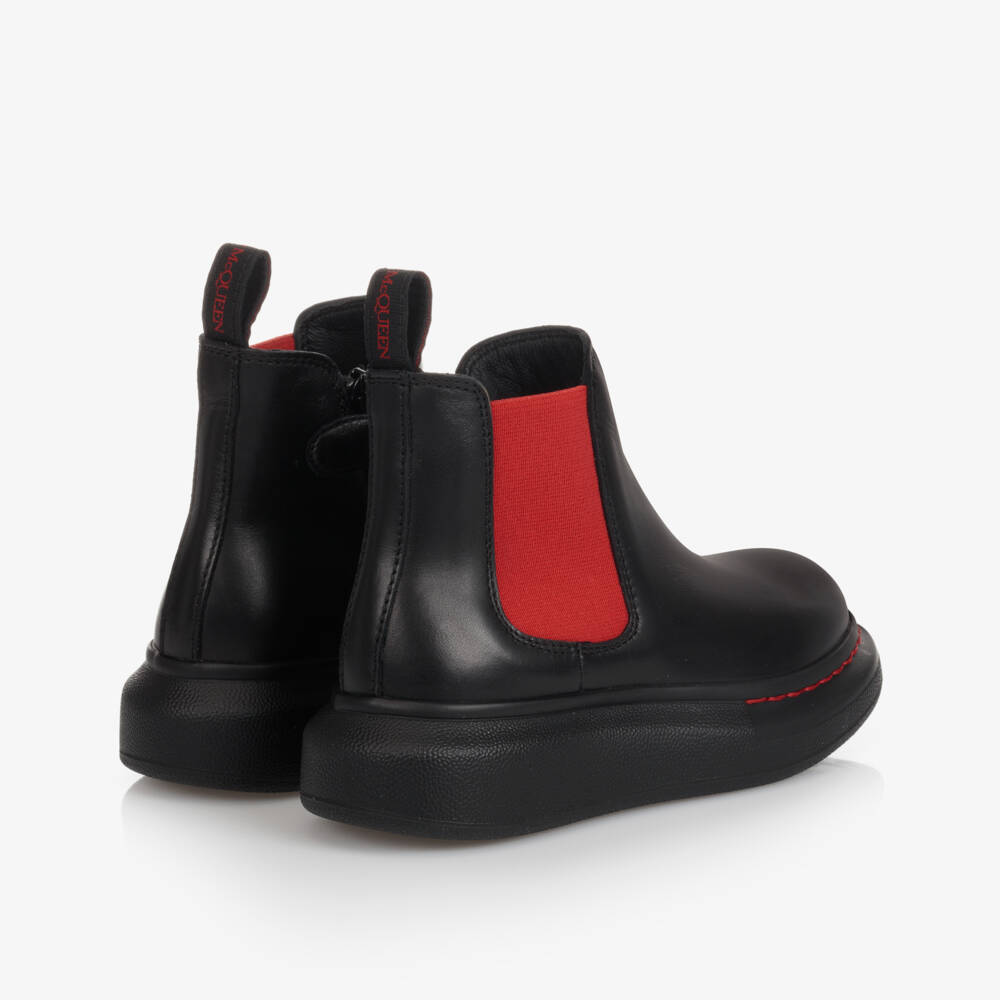 Alexander McQueen-Girls Black Leather Boots | Childrensalon Outlet