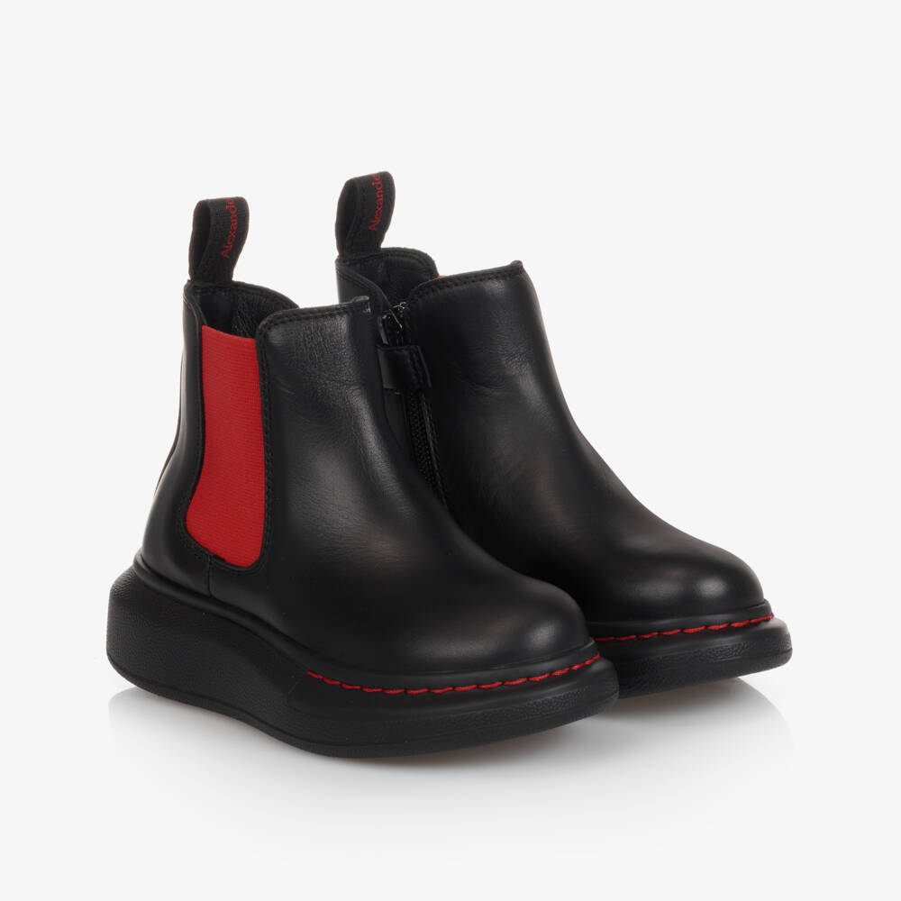 Alexander McQueen-Girls Black Leather Boots | Childrensalon Outlet