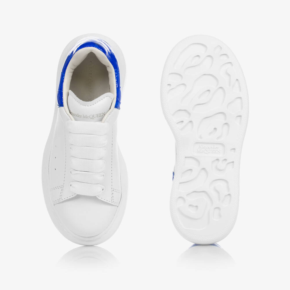 Alexander McQueen-White & Blue Leather Trainers | Childrensalon Outlet
