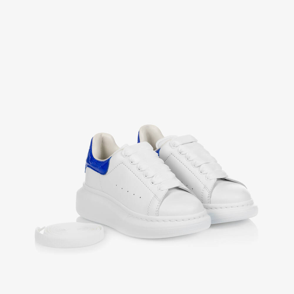 Alexander McQueen-White & Blue Leather Trainers | Childrensalon Outlet