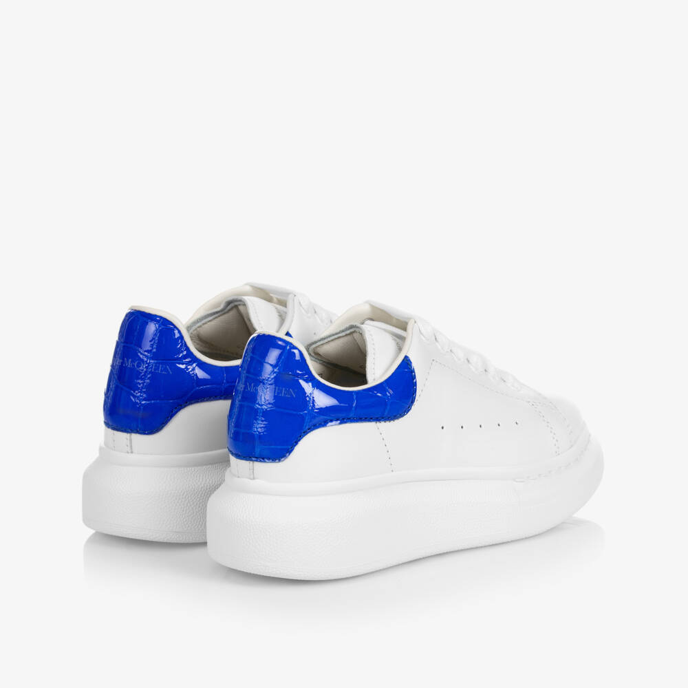 Alexander McQueen-White & Blue Leather Trainers | Childrensalon Outlet
