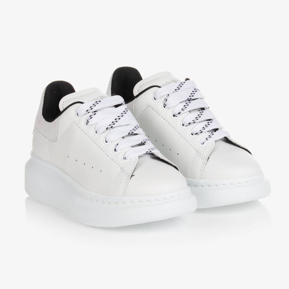 Alexander McQueen - Baskets oversize blanches en cuir | Childrensalon