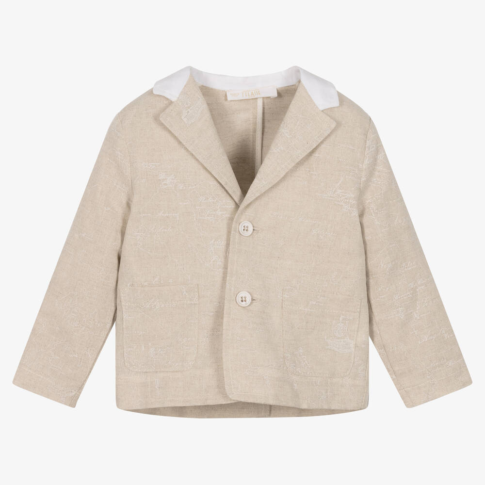 Alviero Martini - Baby Boys Beige Geo Map Blazer | Childrensalon