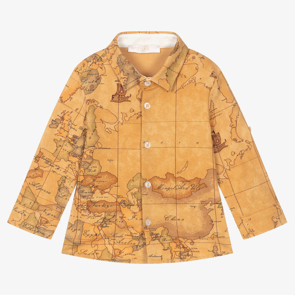 Baby Boys Beige Geo Map Shirt