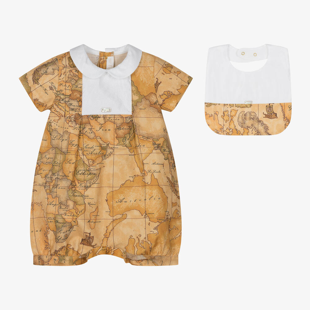 Alviero Martini-Baby Boys Beige Geo Map Shortie Set | Childrensalon Outlet