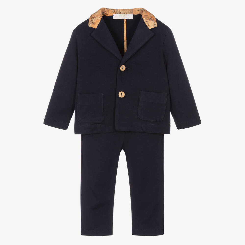 Alviero Martini-Baby Boys Blue Geo Map Suit | Childrensalon Outlet