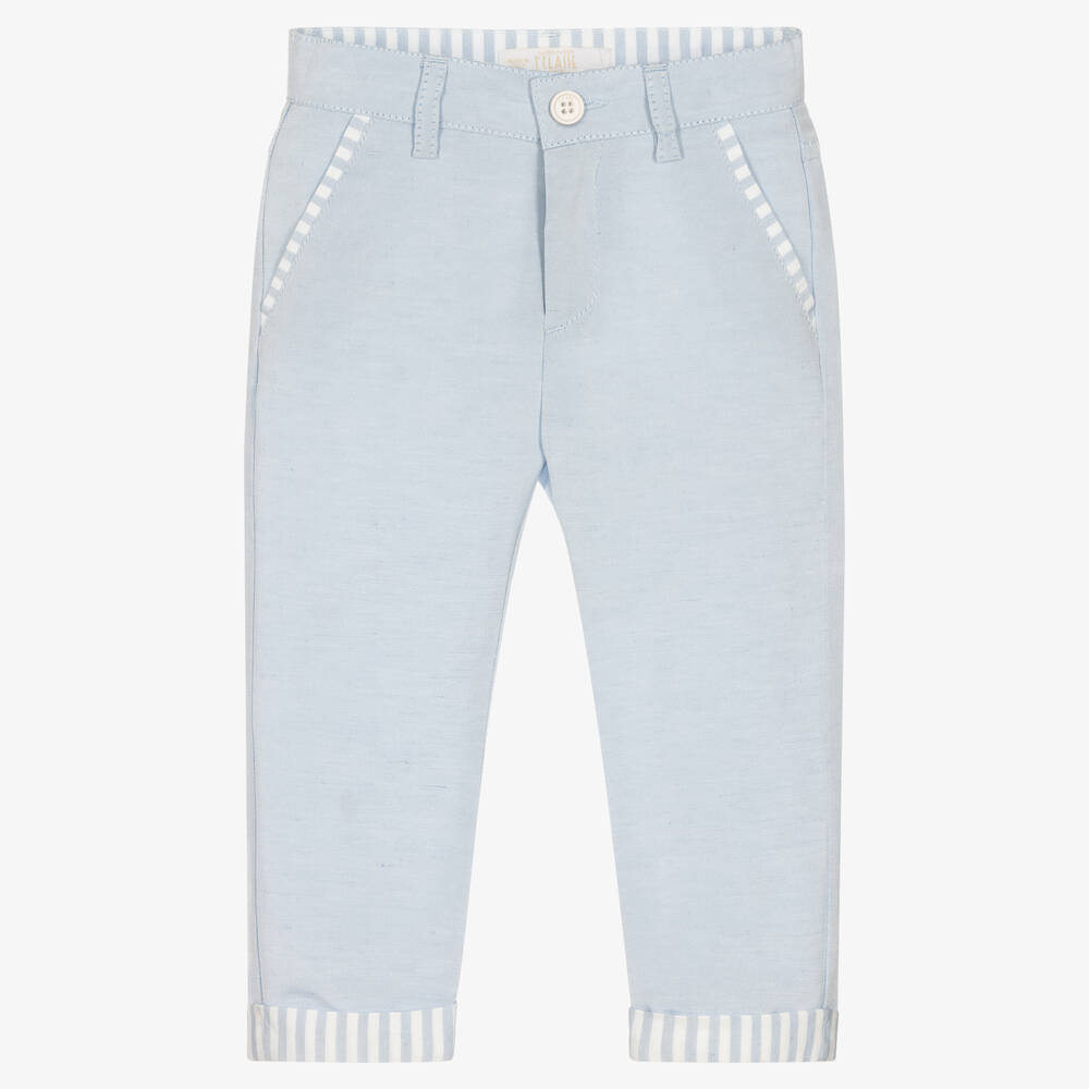 Alviero Martini - Baby Boys Blue Linen Trousers  | Childrensalon