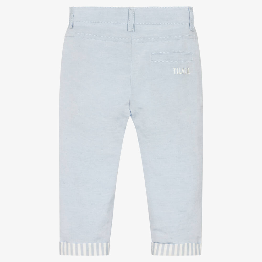 Alviero Martini-Baby Boys Blue Linen Trousers  | Childrensalon Outlet