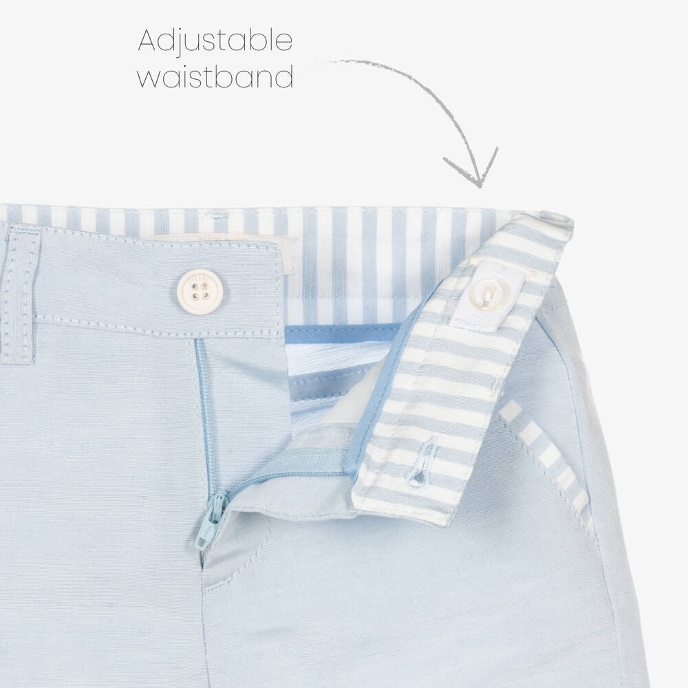 Alviero Martini-Baby Boys Blue Linen Trousers  | Childrensalon Outlet