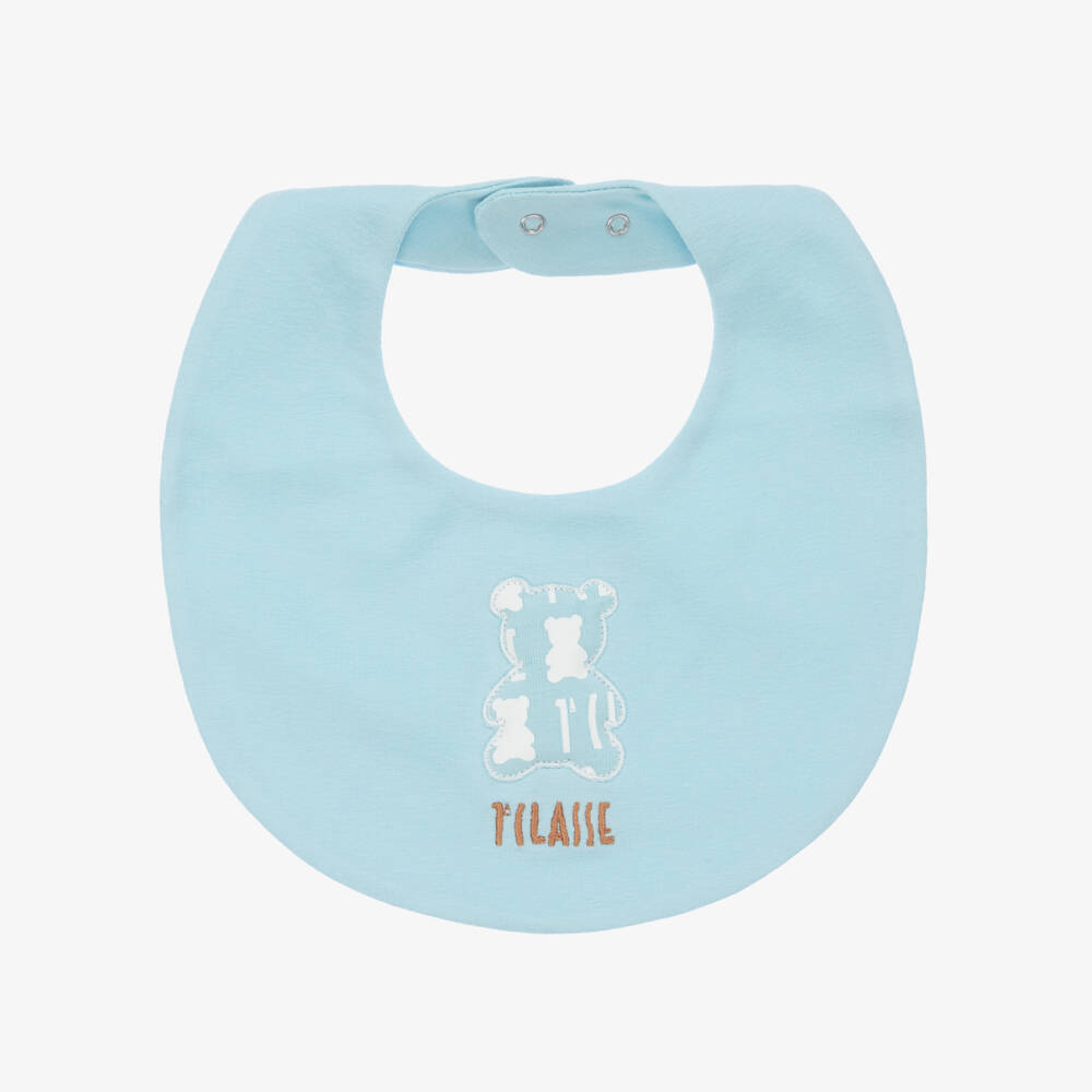 Alviero Martini-Baby Boys Blue Teddy Logo Bib | Childrensalon Outlet