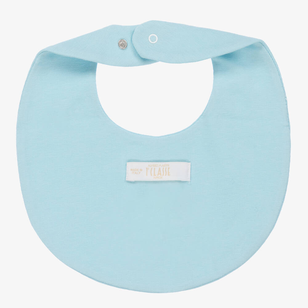 Alviero Martini-Baby Boys Blue Teddy Logo Bib | Childrensalon Outlet
