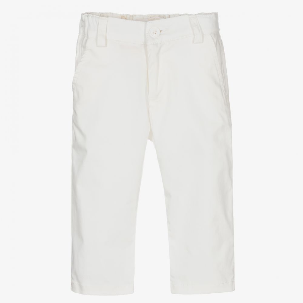 Baby Boys White Cotton Trousers