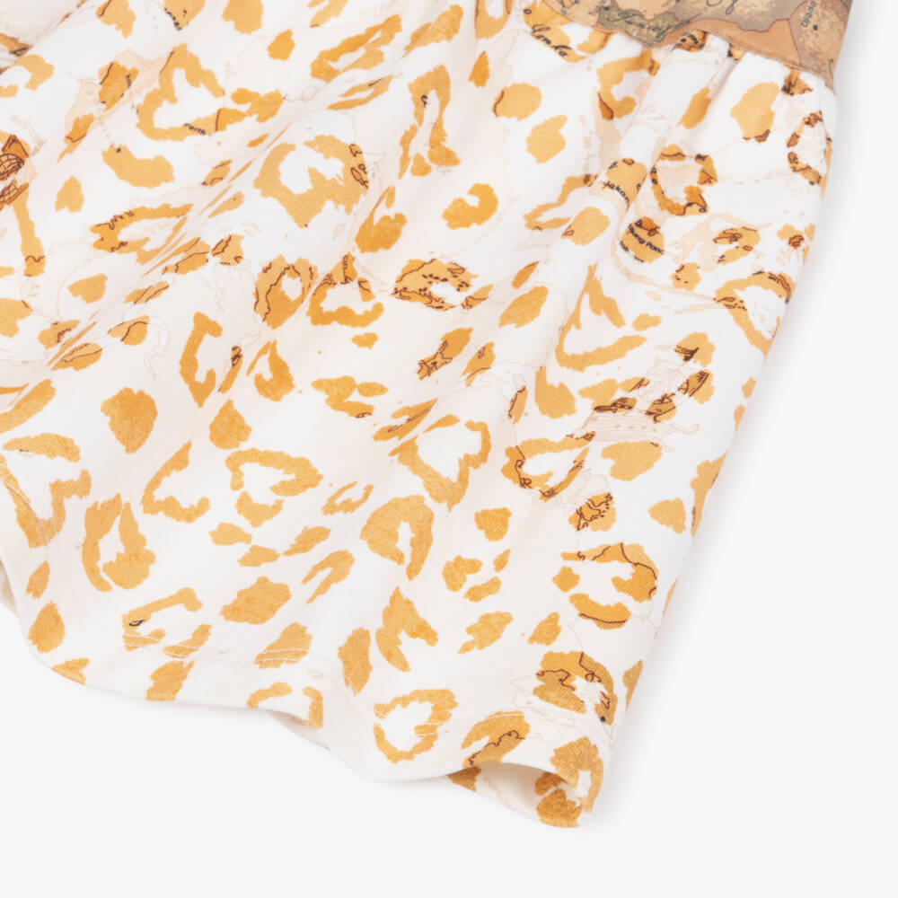Alviero Martini-Baby Girls Beige Geo Map & Leopard Print Skirt | Childrensalon Outlet