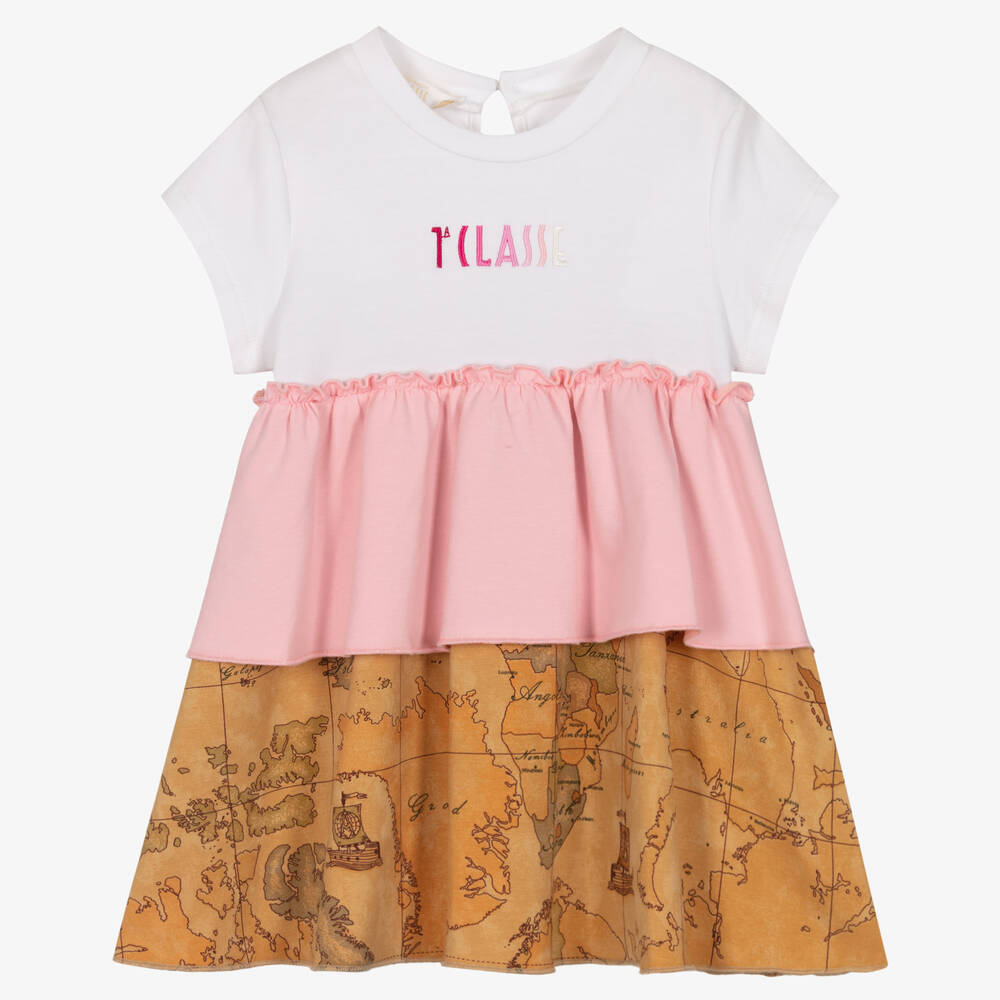 Alviero Martini - Baby Girls Cotton Jersey Geo Map Dress | Childrensalon