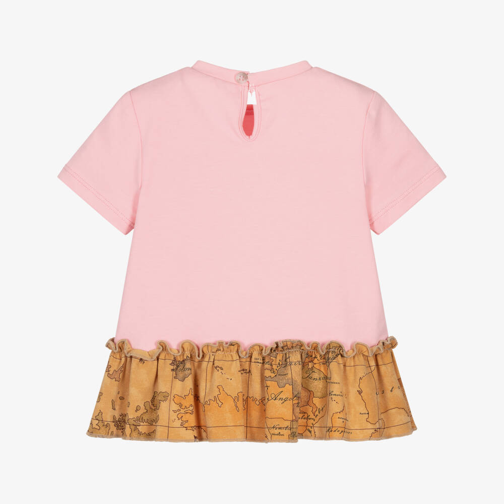 Alviero Martini-Baby Girls Pale Pink Top with Geo Trim | Childrensalon Outlet