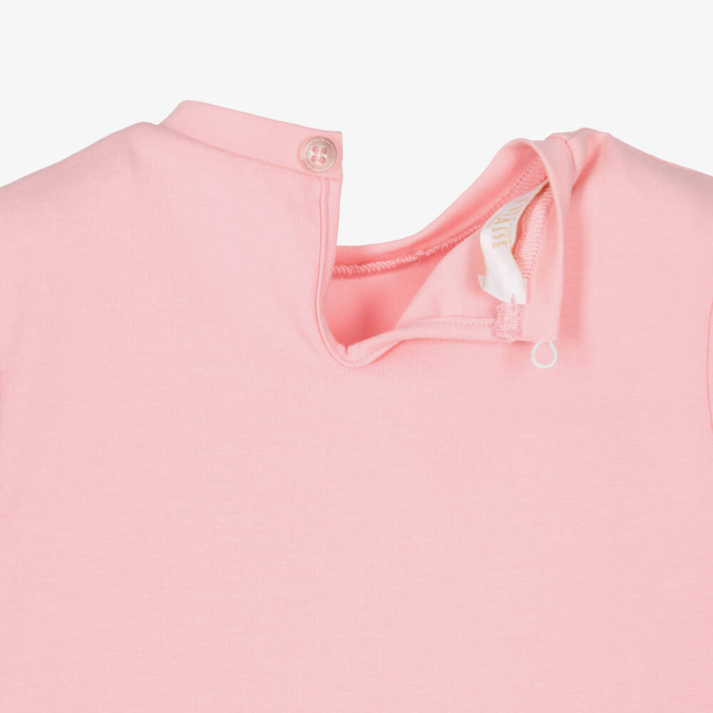 Alviero Martini-Baby Girls Pale Pink Top with Geo Trim | Childrensalon Outlet