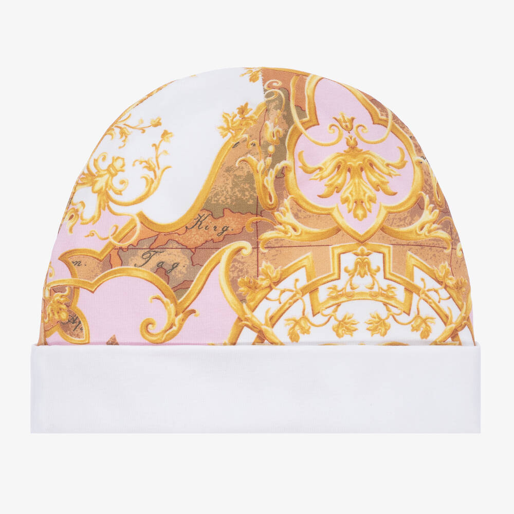 Alviero Martini-Baby Girls Pink Geo Arabic Print Hat | Childrensalon Outlet