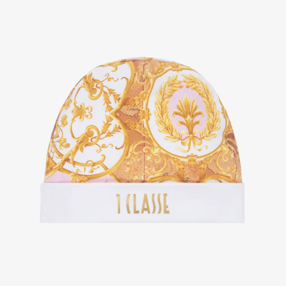 Alviero Martini-Baby Girls Pink Geo Arabic Print Hat | Childrensalon Outlet