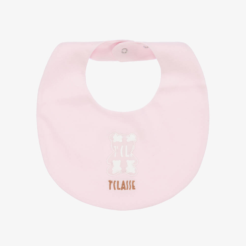 Alviero Martini-Baby Girls Pink Teddy Logo Bib | Childrensalon Outlet