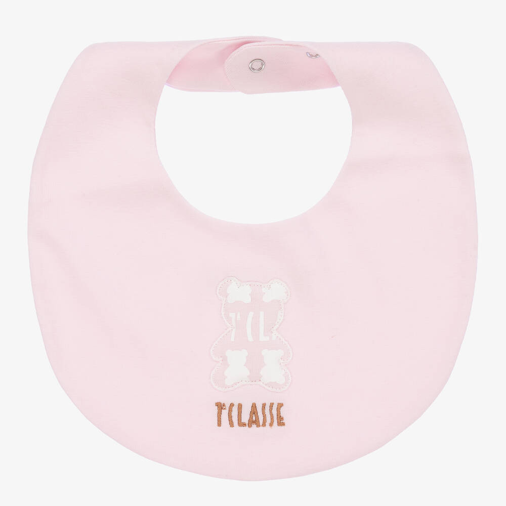 Alviero Martini-Baby Girls Pink Teddy Logo Bib | Childrensalon Outlet