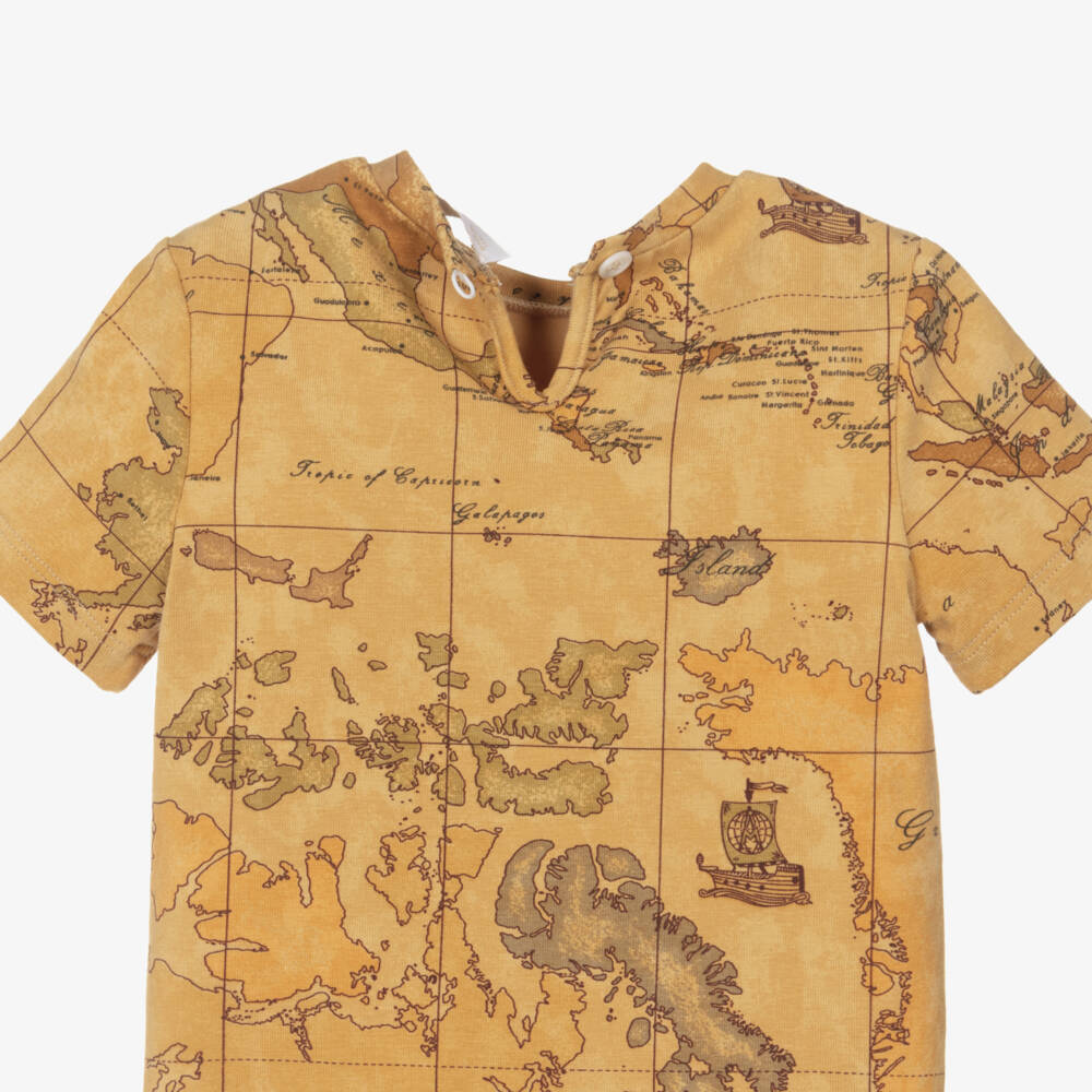 Alviero Martini-Baby Girls Tan Brown Cotton T-Shirt | Childrensalon Outlet