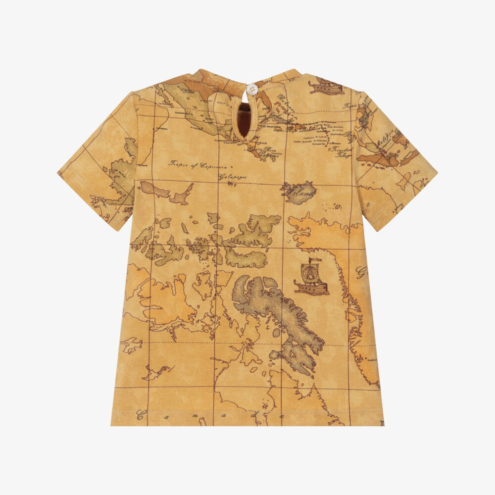 Alviero Martini-Baby Girls Tan Brown Cotton T-Shirt | Childrensalon Outlet