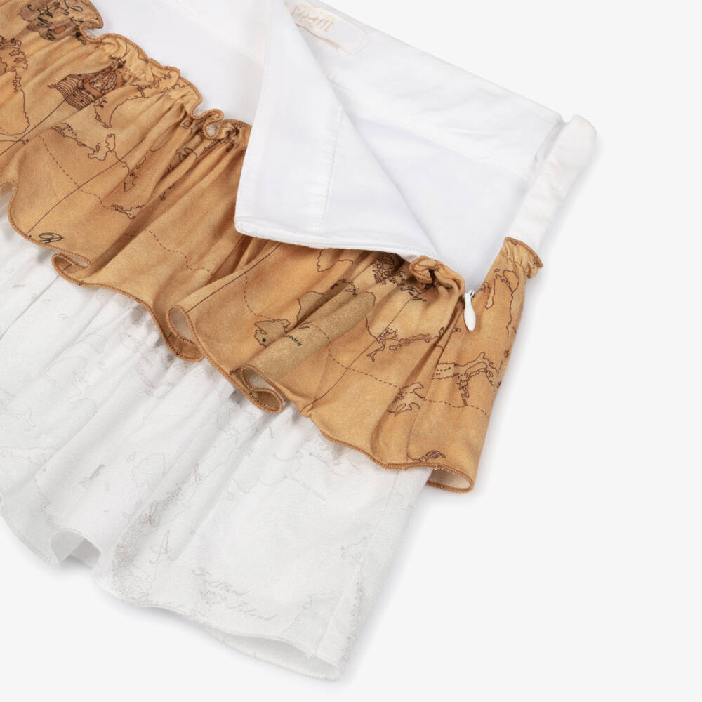 Alviero Martini-Baby Girls White & Beige Geo Map Print Skirt | Childrensalon Outlet