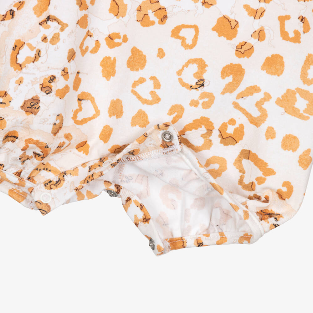Alviero Martini-Baby Girls White & Beige Leopard Print Shortie | Childrensalon Outlet