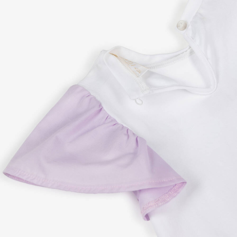 Alviero Martini-Baby Girls White Cotton Dress with Embroidered 1A Classe Teddies | Childrensalon Outlet