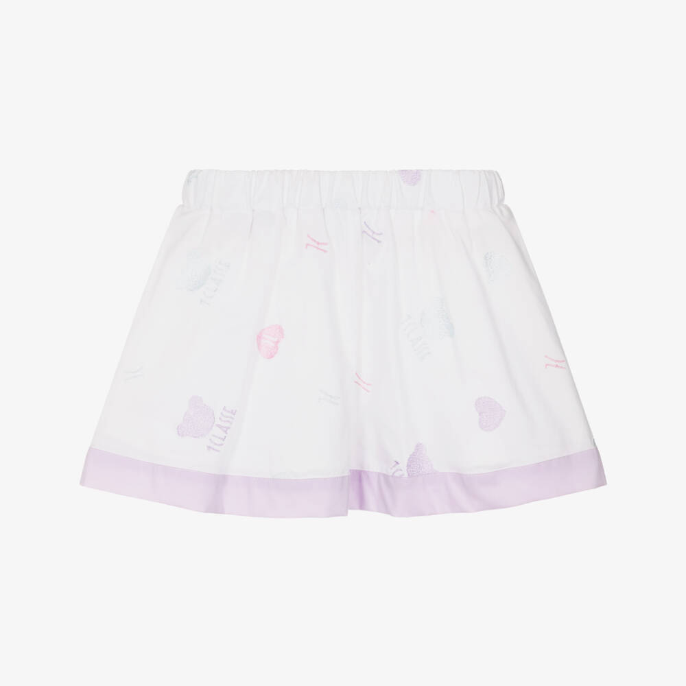 Alviero Martini-Baby Girls White & Lilac Purple Cotton Skirt | Childrensalon Outlet