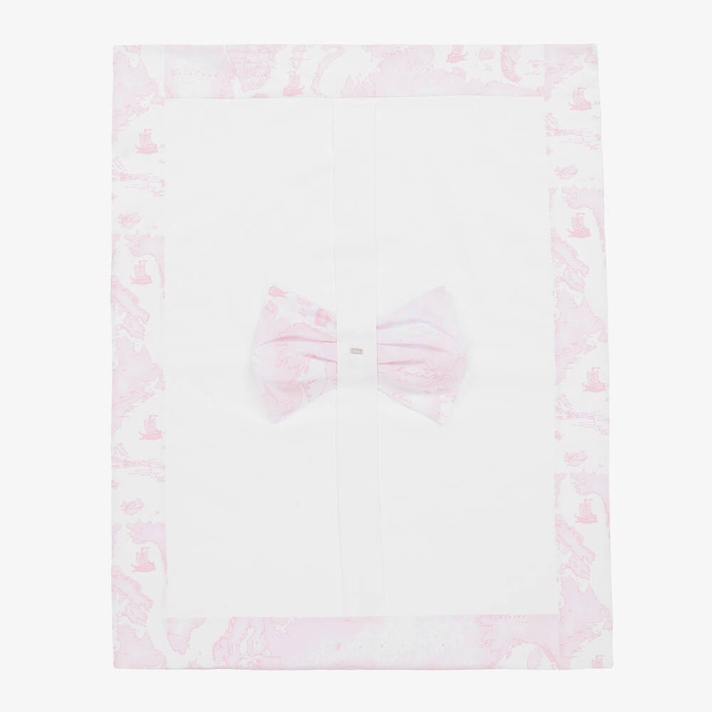 Alviero Martini-Baby Girls White & Pink Geo Map Blanket (89cm) | Childrensalon Outlet
