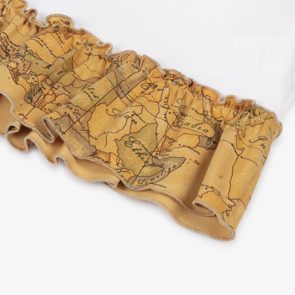 Alviero Martini-Baby Girls White T-Shirt with Geo Trim | Childrensalon Outlet