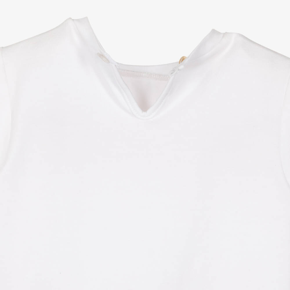 Alviero Martini-Baby Girls White T-Shirt with Geo Trim | Childrensalon Outlet