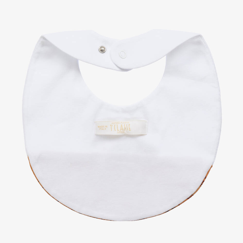 Alviero Martini-Baby White & Beige Geo Map Bib | Childrensalon Outlet