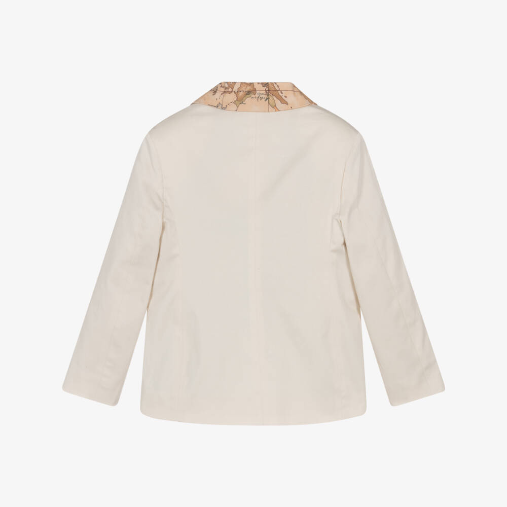 Alviero Martini-Beige Boys Cotton Blazer with Geo Accent | Childrensalon Outlet