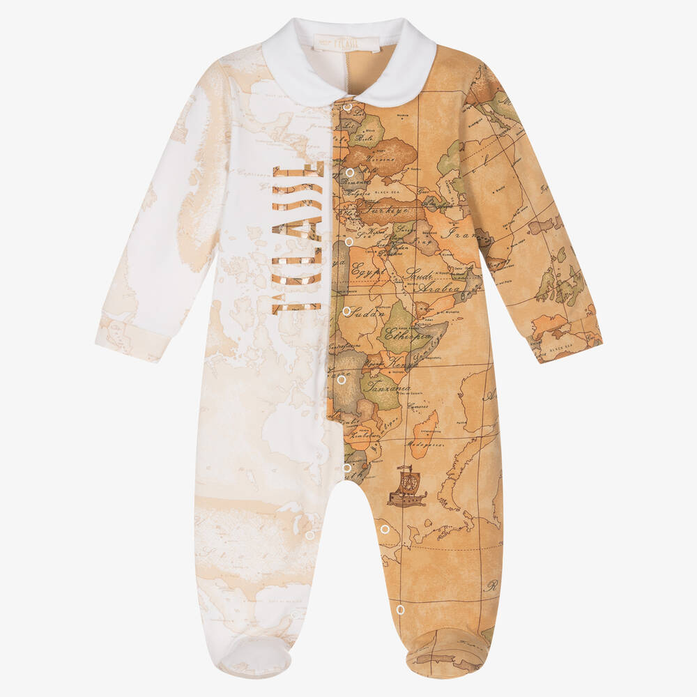 Alviero Martini - Beige Cotton Geo Babygrow | Childrensalon