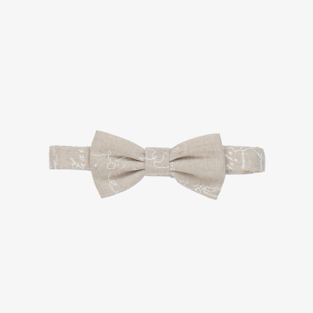Alviero Martini-Beige Geo Map Bow Tie (8cm) | Childrensalon Outlet