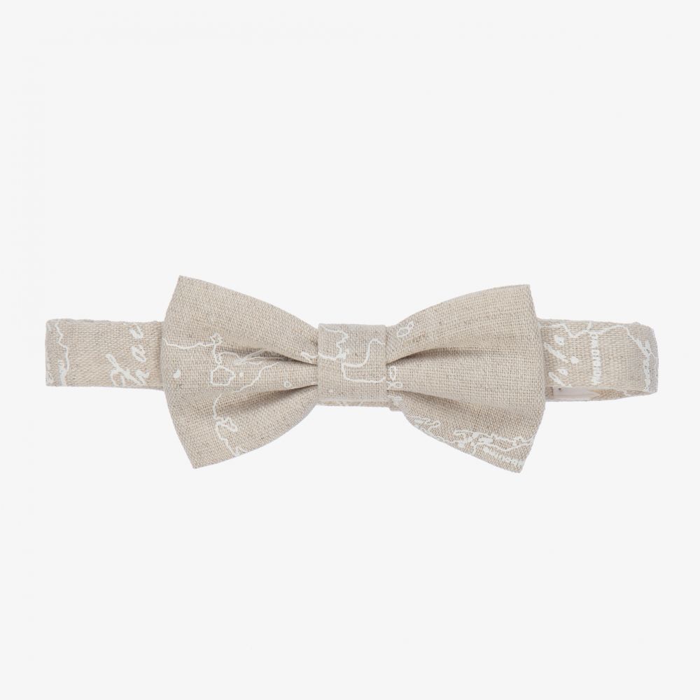 Alviero Martini - Beige Geo Map Bow Tie (8cm) | Childrensalon