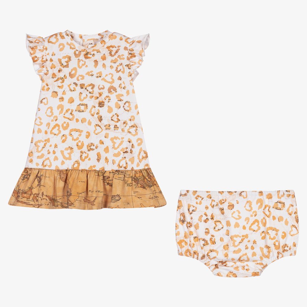 Alviero Martini Beige Geo Map Dress Set Childrensalon Outlet