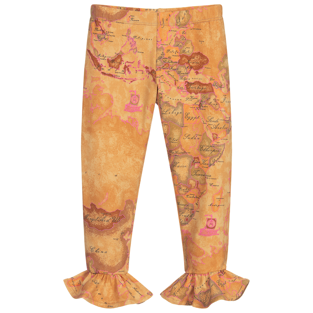 Alviero Martini - Legging beige et rose Carte géo | Childrensalon