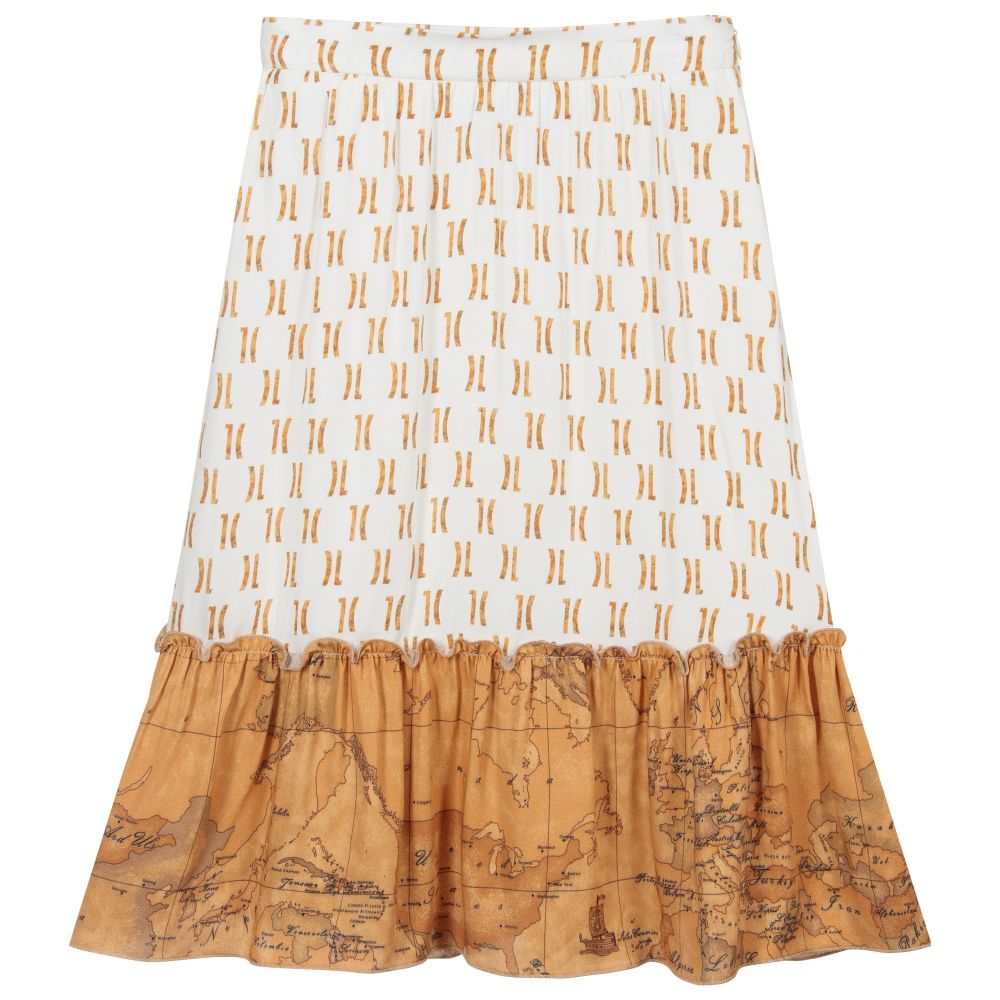 Alviero Martini - Beige Viscose Geo Map Skirt | Childrensalon